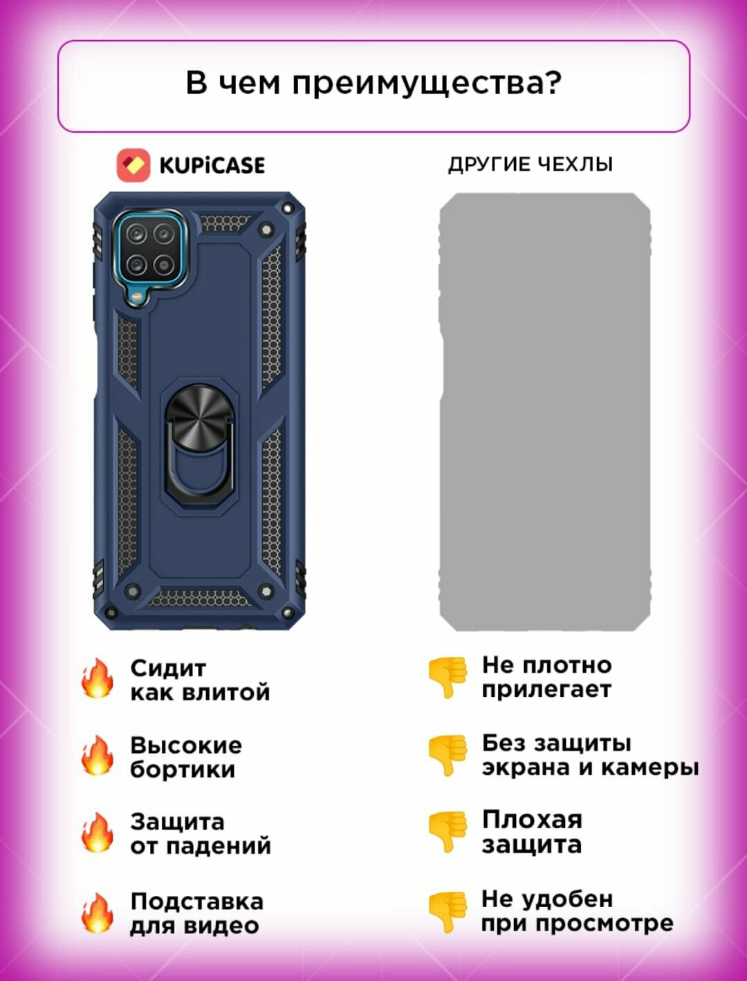 Противоударный чехол Armor Ring с автодержателем и подставкой для Самсунг Галакси А12 / М12 (Samsung Galaxy A12 / M12) — фото 1