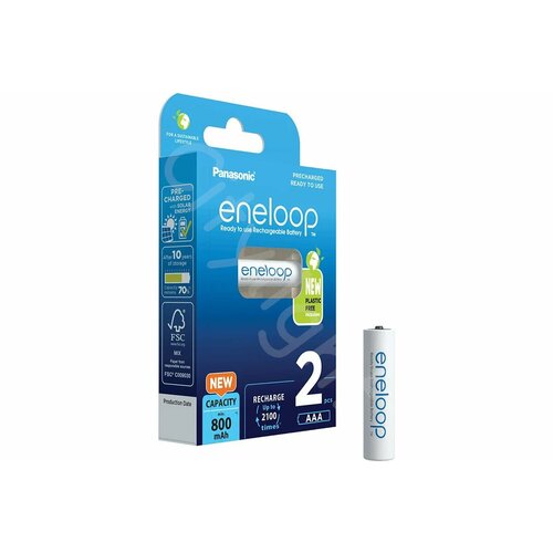 Аккумулятор ААА Eneloop Panasonic BK-4MCDE/2BE HR03-2BL 800мА/ч в блистере 2шт.