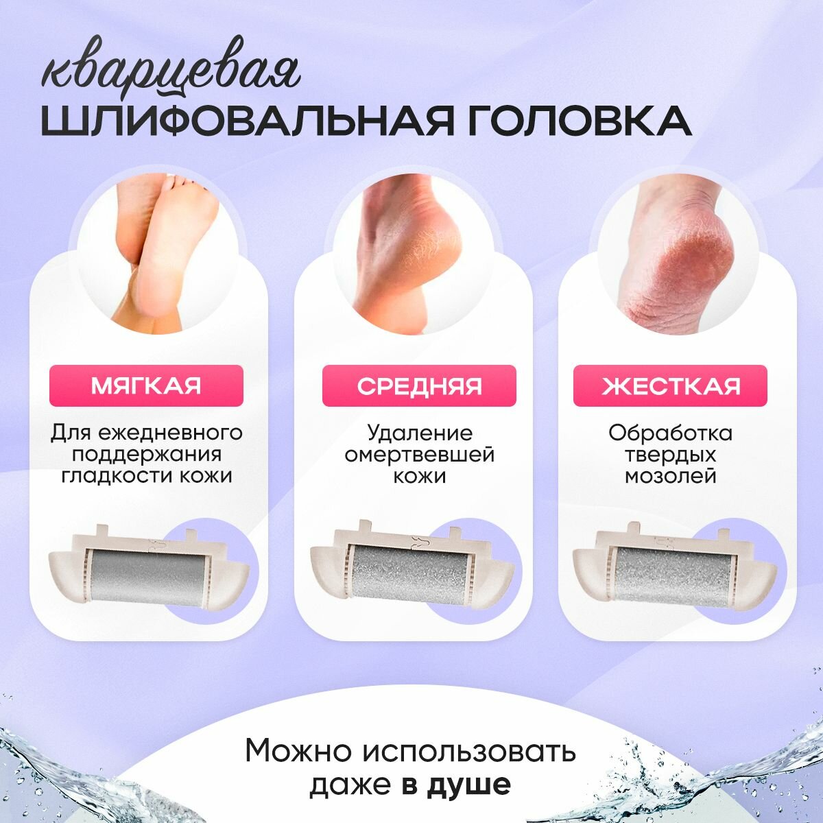 Изображение Пилка для пяток мощная с 3-мя насадками, Аппарат для педикюра, Пилка для ног