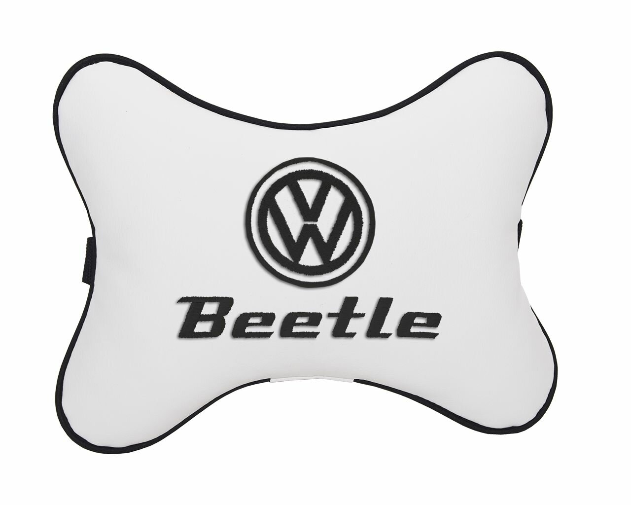 Подушка на подголовник автомобильная белая экокожа VOLKSWAGEN BEETLE