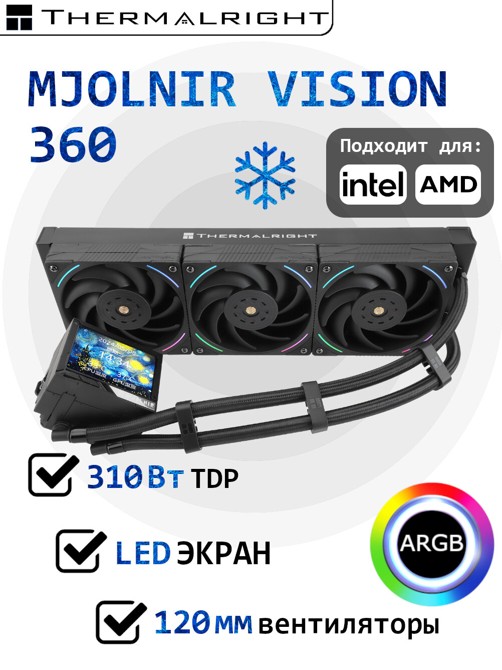 Система водяного охлаждения Thermalright Mjolnir Vision 360 ARGB BLACK