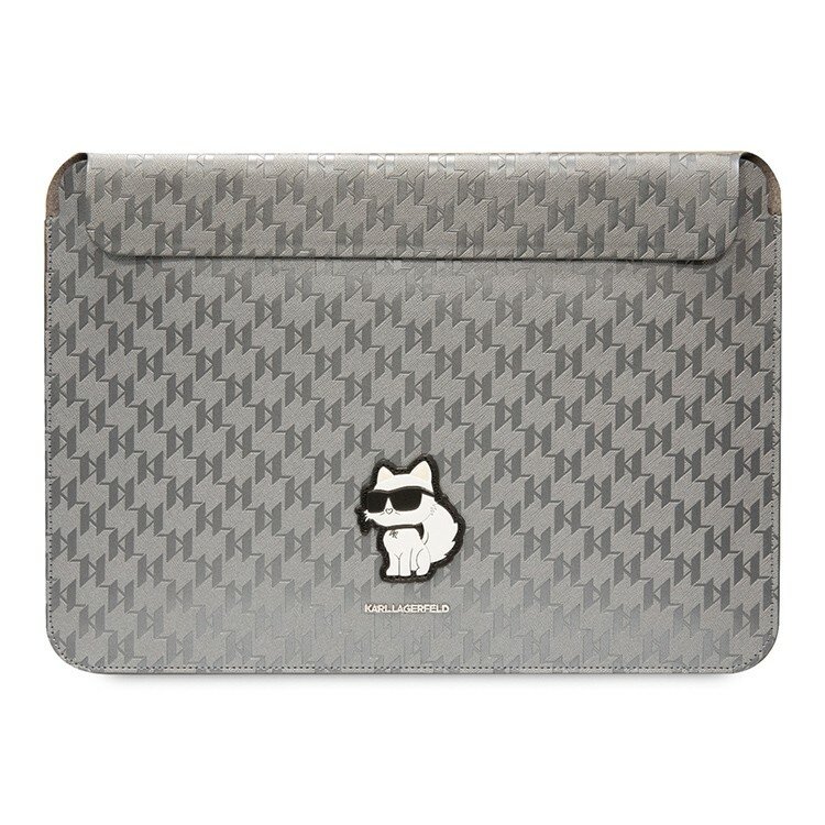 Karl Lagerfeld чехол для ноутбуков 16", Saffiano Sleeve Monogram NFT Choupette серебристый