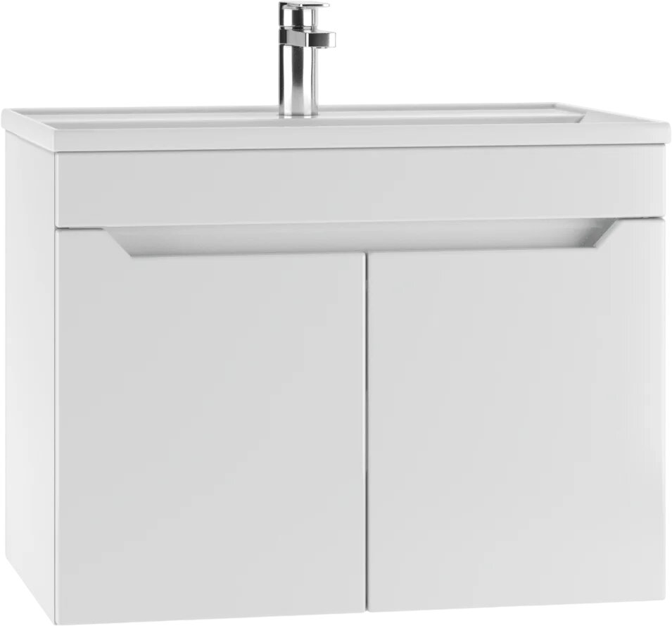 Тумба с раковиной Айсберг Мечта 70 подвесная 71 см белая прямоугольная в современном стиле из МДФ из фарфора