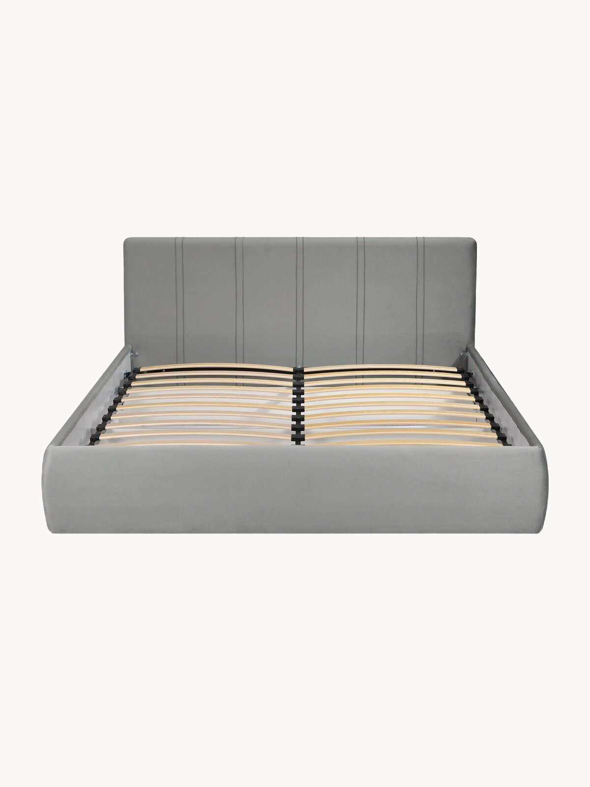 Двуспальная кровать 160х200 с подъемным механизмом Орландо с ящиками и мягким изголовьем вельвет светло-серый Ами Мебель