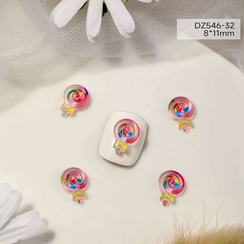 10 шт. 3D Наклейки-клубнички с леденцом, Дизайн конфет, арт. DZ546-32 для украшения ногтей
