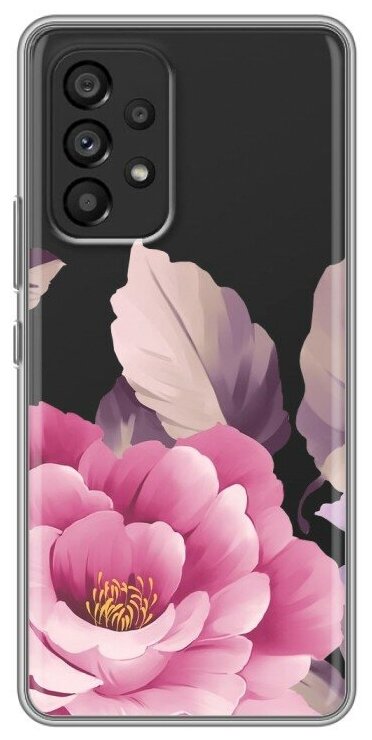 Полупрозрачный дизайнерский силиконовый чехол для Самсунг Галакси А73 5G / Samsung Galaxy A73 5G Нежные цветы