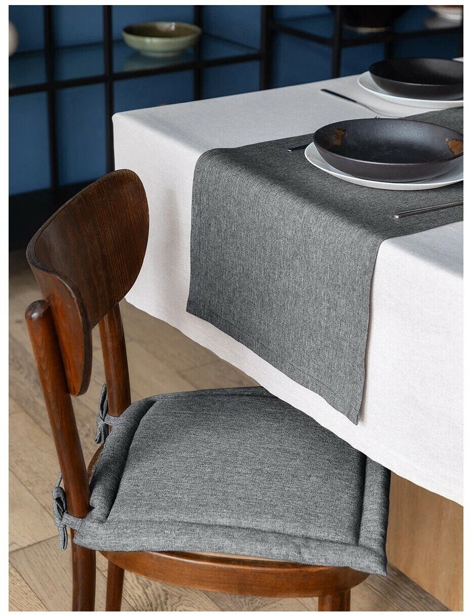 Подушка для стула Home&Style, размер: 40х40см, цвет: базальт, рогожка - фотография № 4