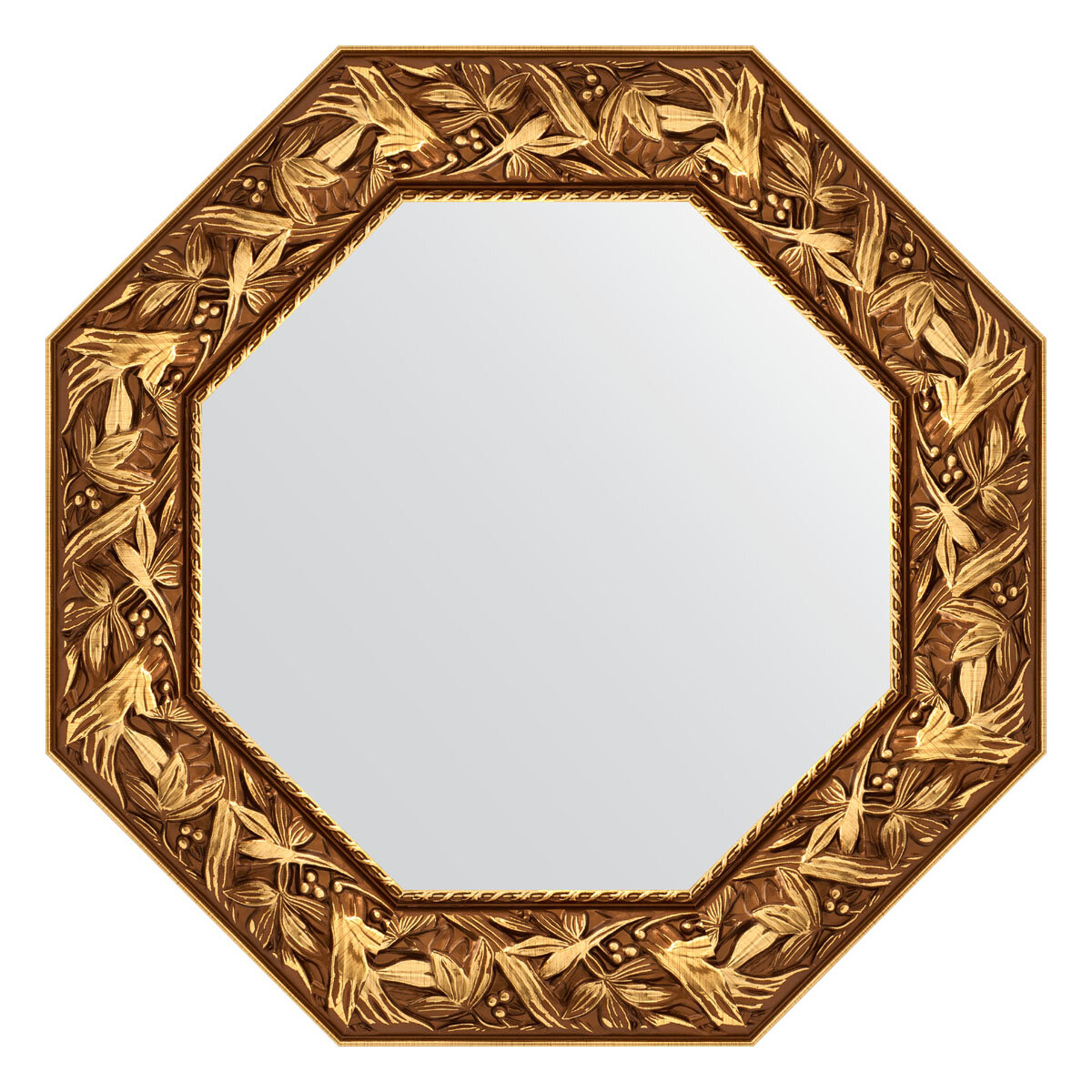 Зеркало настенное Octagon EVOFORM в багетной раме византия золото, 63х63 см, для гостиной, прихожей, кабинета, спальни и ванной комнаты, BY 7370