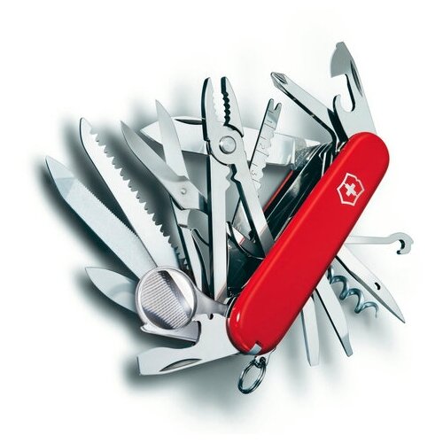 Нож Victorinox SwissChamp, 91 мм, 33 функции, красный, кожаный чехол, блистер