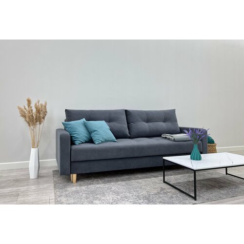 Диван - кровать Сканди. Материал Велюр. Цвет Графит. Размер 220*61*96. Наполнение Независимый пружинный блок