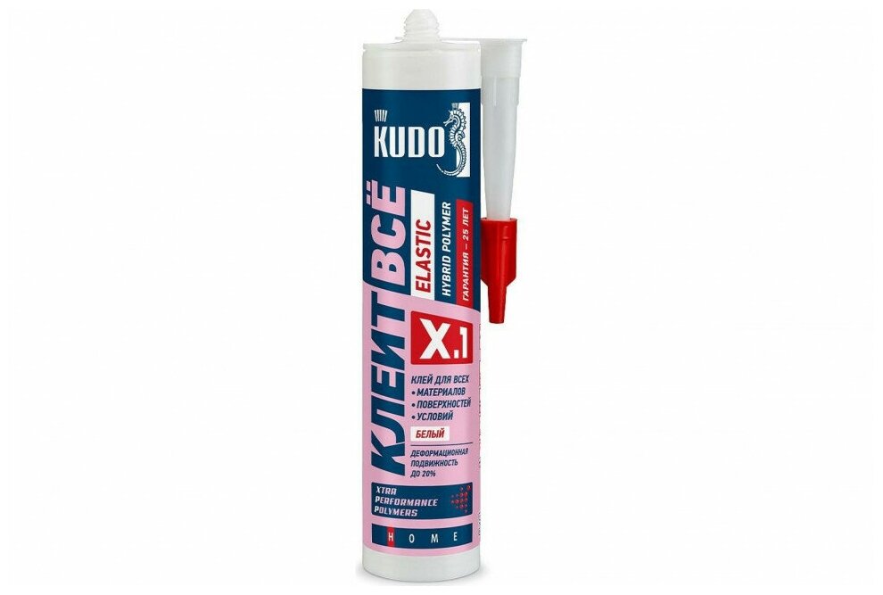 фото Клей-герметик Kudo Elastic KX-1W «Клеит все», гибридный, 280 мл, белый