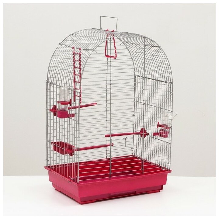 Клетка для птиц "Пижон" №101, хром , укомплектованная, 41х30х65 см, рубиновая - фотография № 8