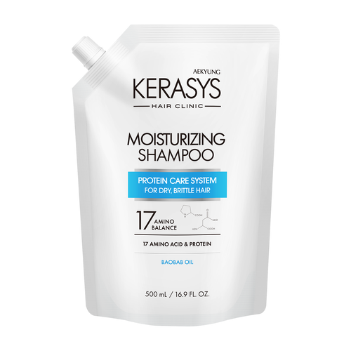 KERASYS Шампунь для волос Shampoo Moisture Clinic увлажняющий, 500 мл запасной блок