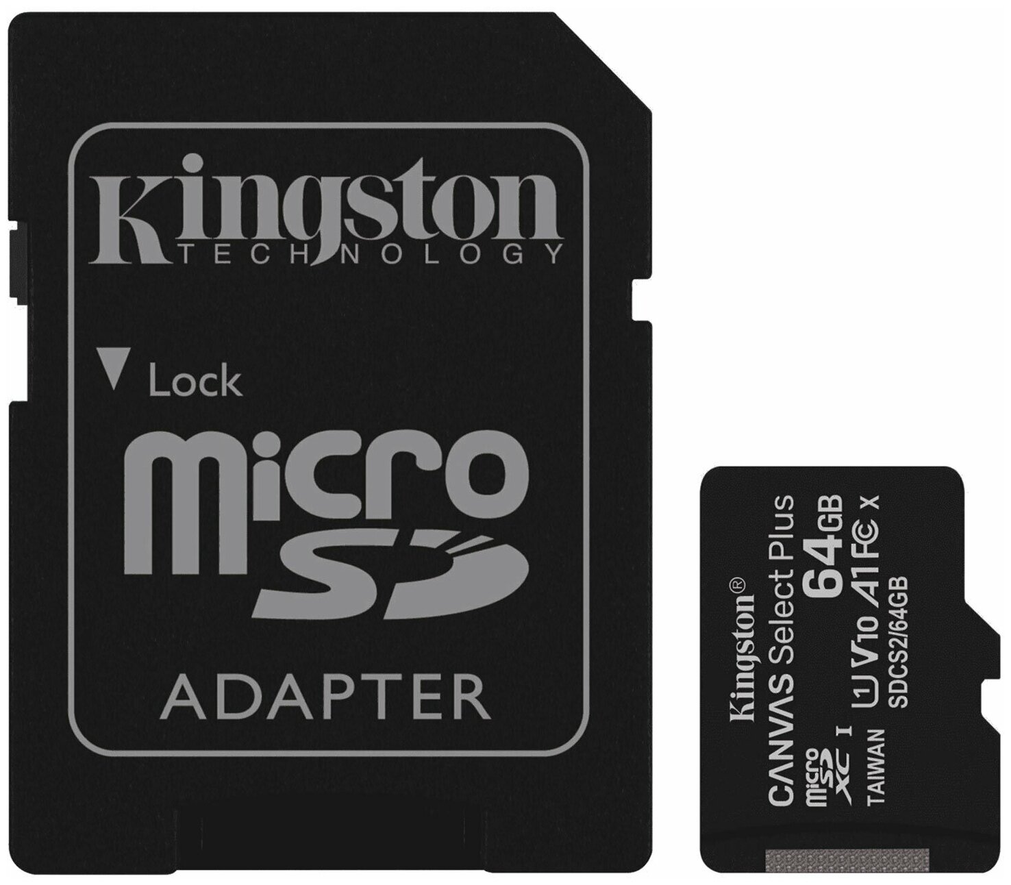 Карта памяти 64GB Kingston microSDXC Class 10 UHS-I U1 Canvas Select Plus (SD адаптер)