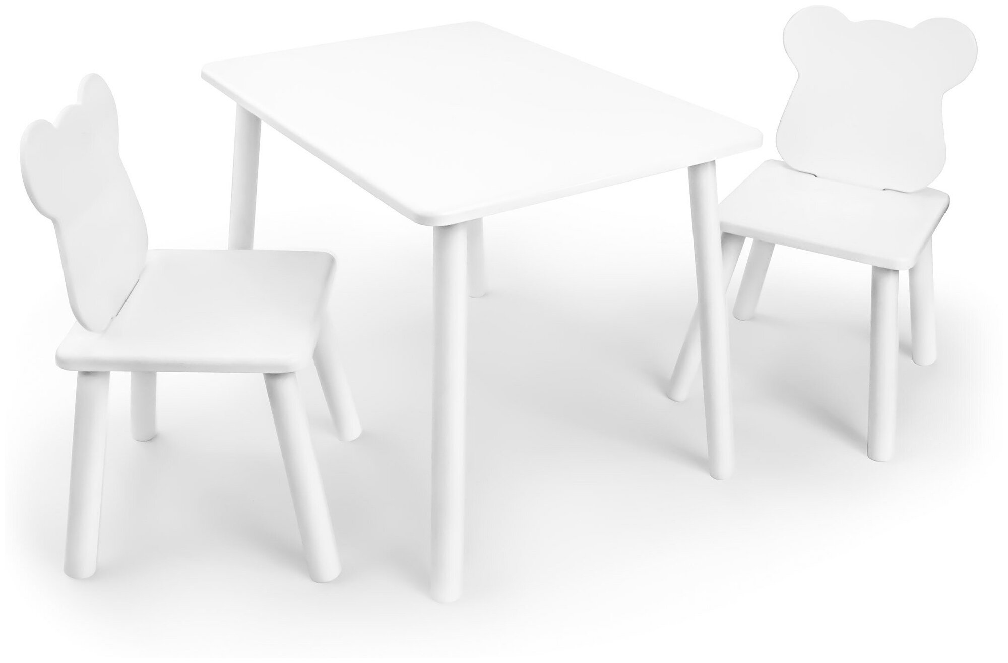 Детский комплект стол и два стула «Мишка» Rolti Baby (белый/белый, массив березы/мдф) - фотография № 4