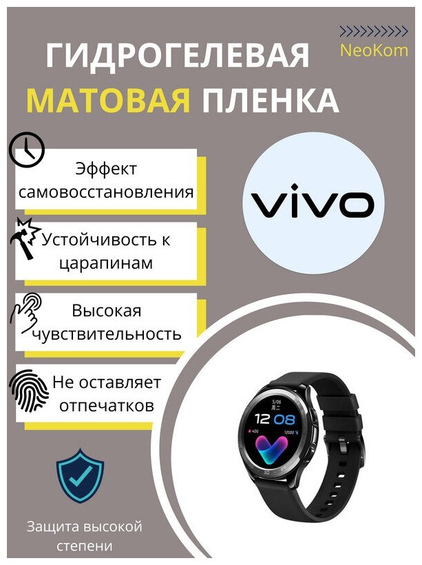 Гидрогелевая защитная пленка для смарт-часов Vivo Watch 46 mm (3 шт) - Матовые