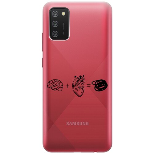 Силиконовый чехол на Samsung Galaxy A02s, Самсунг А02с с 3D принтом Brain Plus Heart прозрачный силиконовый чехол на samsung galaxy a02s самсунг а02с silky touch premium с принтом brain plus heart желтый