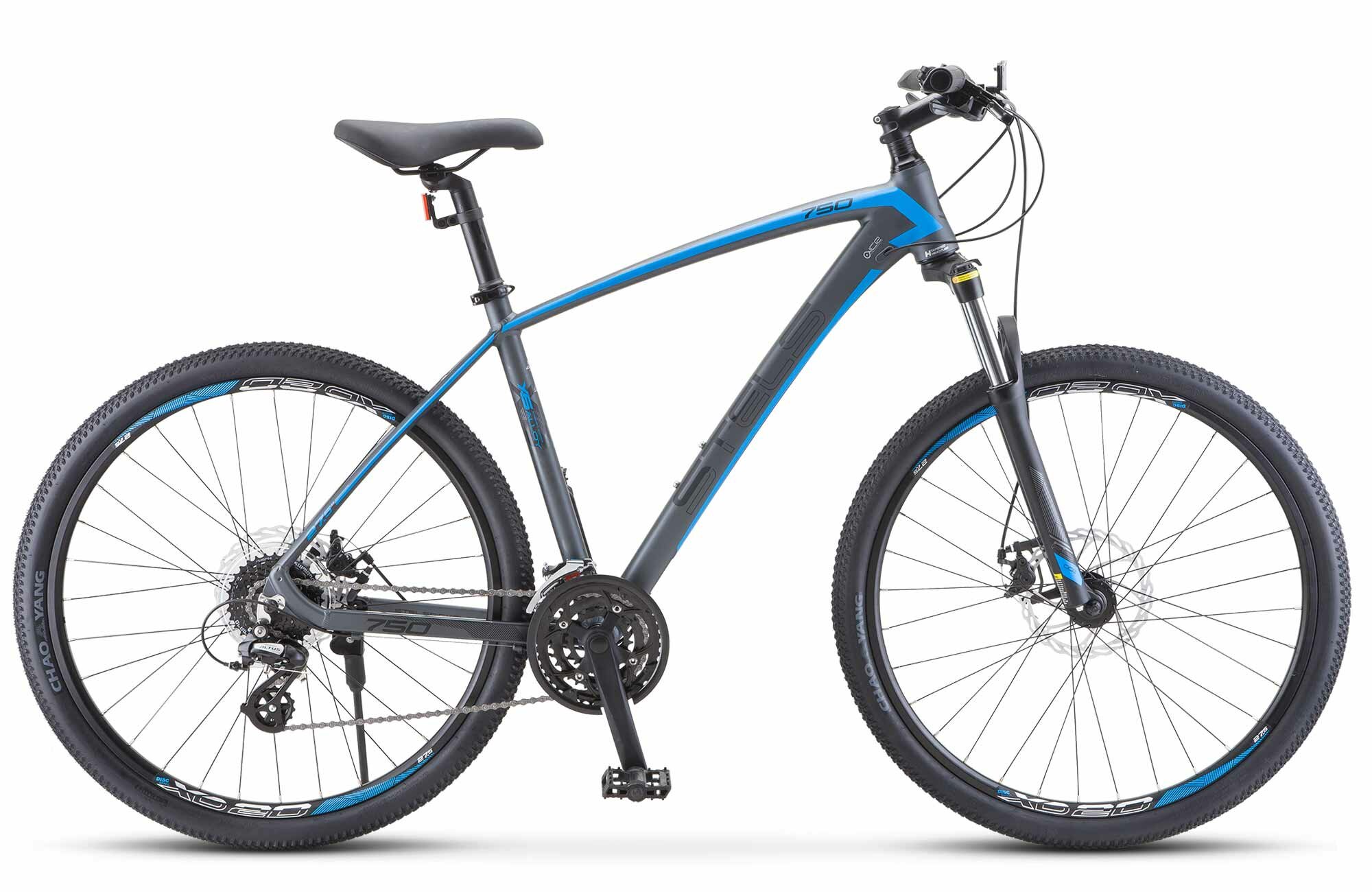 Велосипед взрослый горный Stels Navigator 750 MD 27,5" V010 рама 16" антрацитово-синий