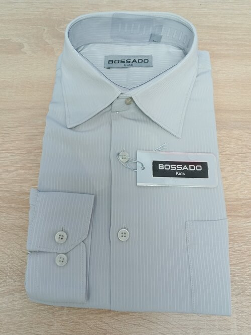 Школьная рубашка Bossado, размер 37 (14-15), серый