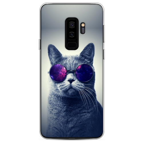 Силиконовый чехол на Samsung Galaxy S9 + / Самсунг Галакси С9 Плюс Космический кот жидкий чехол с блестками прозрачный кот на samsung galaxy s9 самсунг галакси с9 плюс