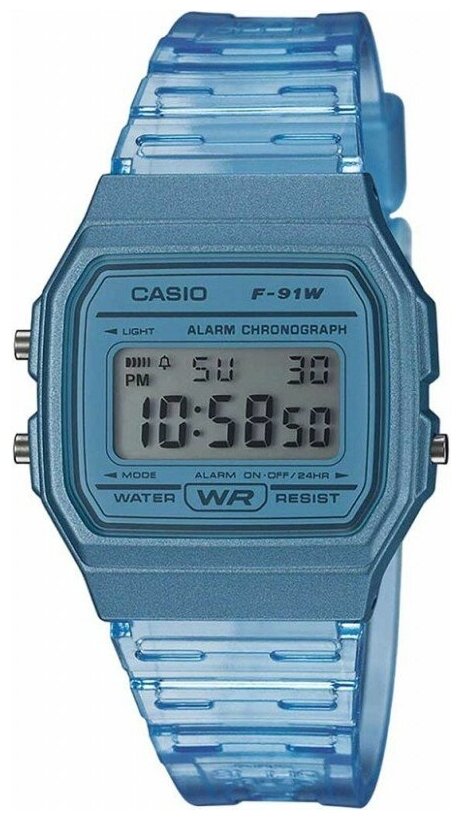 Наручные часы CASIO Collection Наручные часы Casio Collection F-91WS-2D мужские, кварцевые, будильник, секундомер, подсветка дисплея, водонепроницаемые, мультиколор