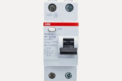 Изображение товара Узо ABB FH тип АС один полюс 63 A FH202 AC-63/0,03 2CSF202002R1630