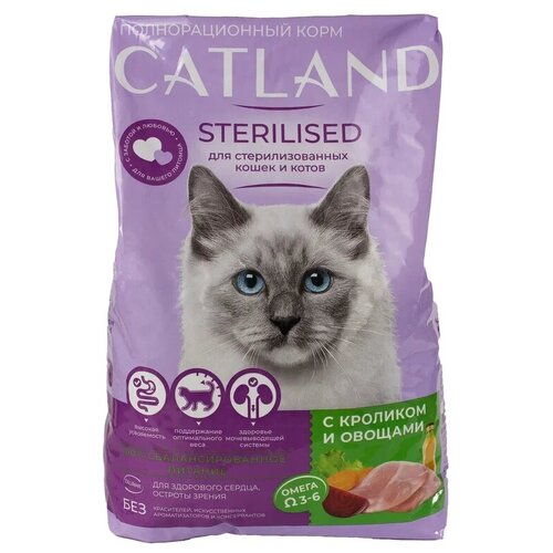 Сухой корм для стерилизованных кошек Catland с кроликом и овощами, 1,3 кг