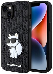 Фото Чехол Lagerfeld PU Saffiano Monogram NFT Choupette Hard для iPhone 14, черный