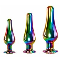 Набор из 3 радужных анальных пробок Rainbow Metal Plug Set (разноцветный)