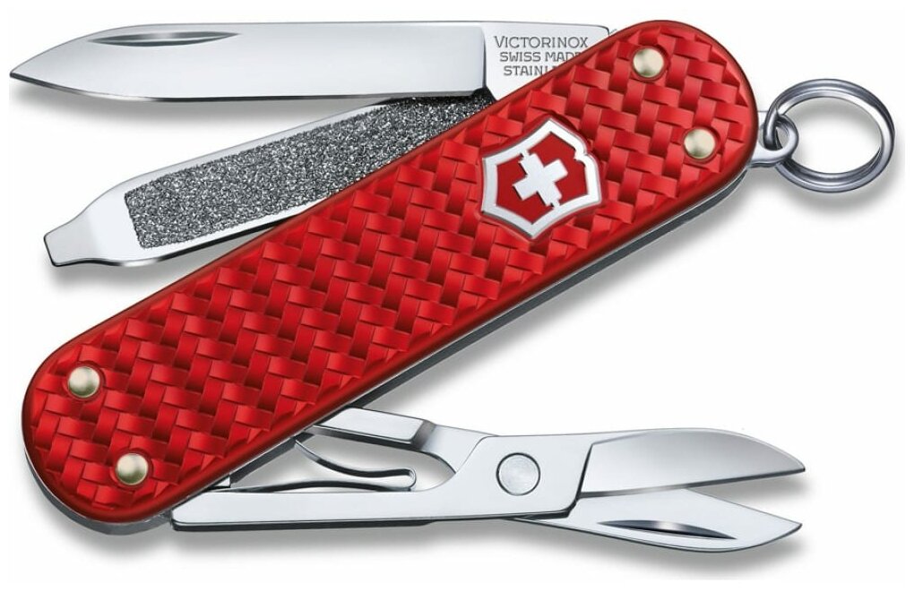 Нож-брелок VICTORINOX Classic SD Precious Alox "Iconic Red", 58 мм, 5 функций, красный 0.6221.401G