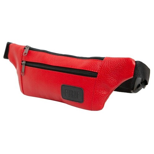 фото Сумка поясная forof спортивная, натуральная кожа, текстиль, красный