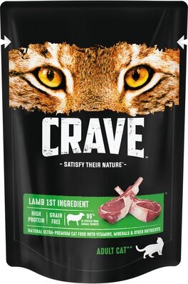 Влажный корм для кошек Crave беззерновой, с ягненком 70 г (кусочки в желе)