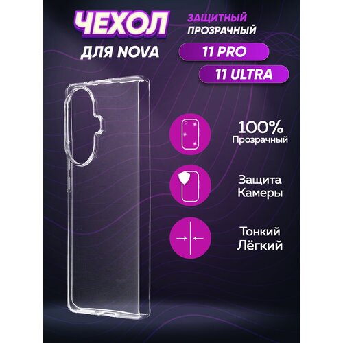 Силиконовый глянцевый транспарентный чехол для Huawei Nova 11 Pro/11 Ultra