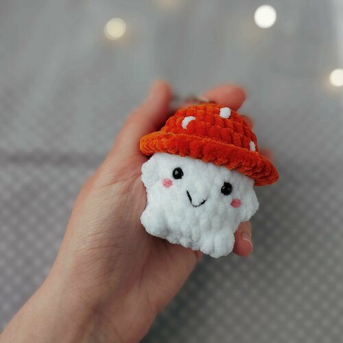 Брелок, вязаная фактура, белый, оранжевый