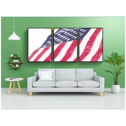 фото Набор модулных постеров для интерьера "знамя, флаг, соединенные штаты америки" 60x90 см. в тубусе, без рамки lotsprints