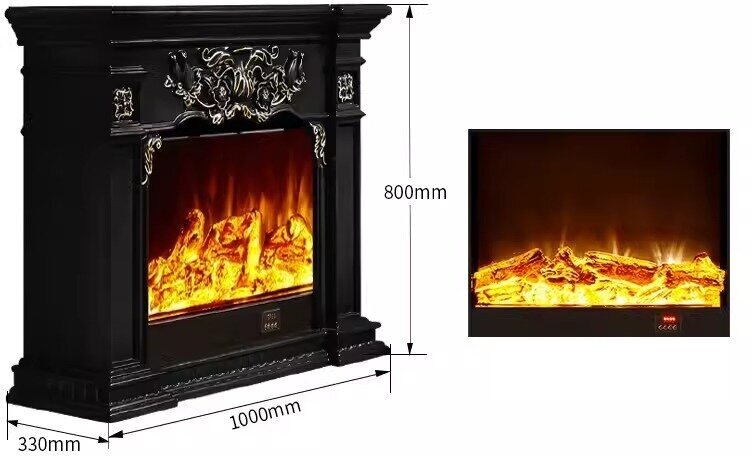 Камин декоративный электрический (черный 100*80 см + электрокамин 6-12 Вт)