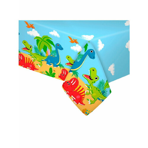 Скатерть для праздника полиэтиленовая Динозаврики 180х130 см