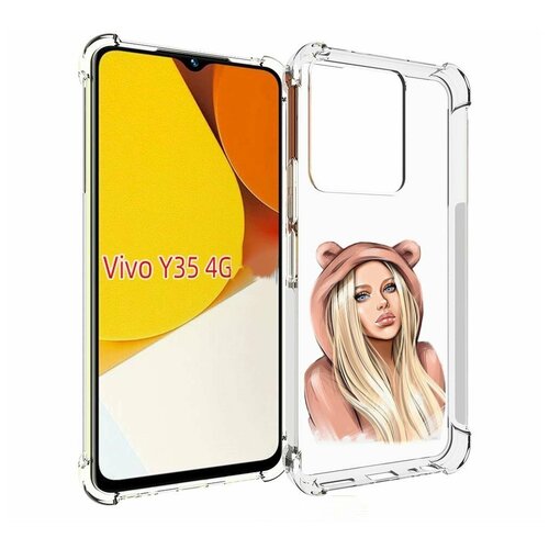 Чехол MyPads блондинка-в-капюшоне женский для Vivo Y35 4G 2022 / Vivo Y22 задняя-панель-накладка-бампер