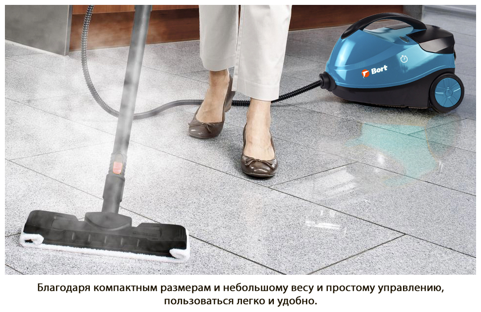 Пароочиститель Bort BDR-2300-R (2018), черный/голубой — купить в ...