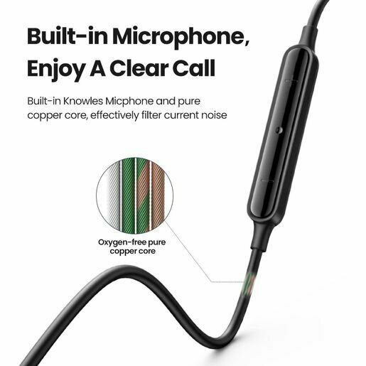 Наушники проводные UGREEN EP103 (30631) In-Ear Earphones with Lightning Connector. черный - фото №17