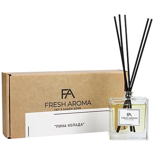 Ароматический диффузор с палочками/ароматизатор для дома/Fresh Aroma/Аромат для дома/Пина колада/50 мл