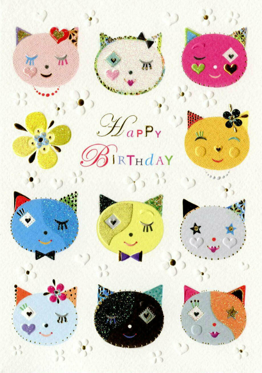 Открытка Turnowsky Happy Birthday - Кошки 16 х 11 см - фото №1