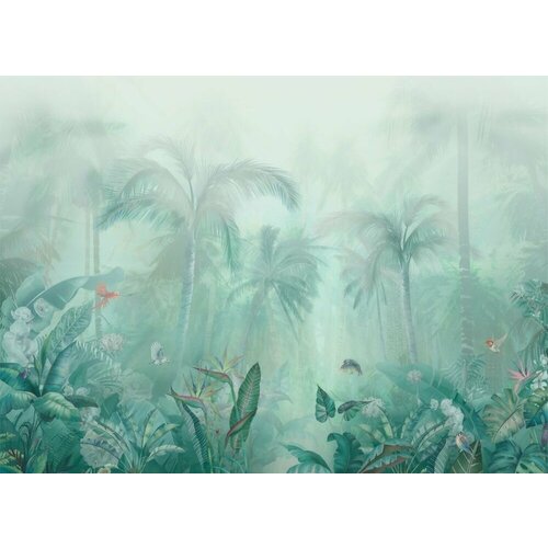 Моющиеся виниловые фотообои Джунгли в тумане рисунок, 400х290 см