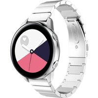 Металлический ремешок для Samsung Galaxy, Honor, Huawei, Amazfit, Garmin, Xiaomi Watch (20 mm) / Блочный браслет на смарт часы / Серебро