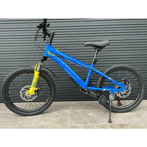 фото Велосипед richiesto tt021 20", 21s, стальная рама , горный/городской, детский для активного отдыха, синий с желтым