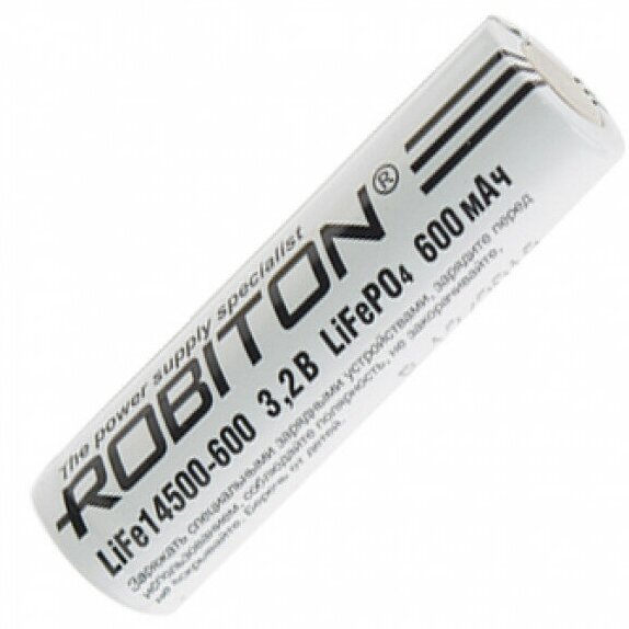 Аккумулятор LiFePO4 литий железофосфатный Li-Ion Robiton 14500 600мАч 3,2мАч