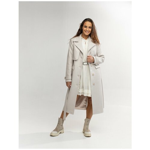 фото Пальто женское демисезонное, осенее, весенее 2022, длинное ниже колен с поясом николь дюто