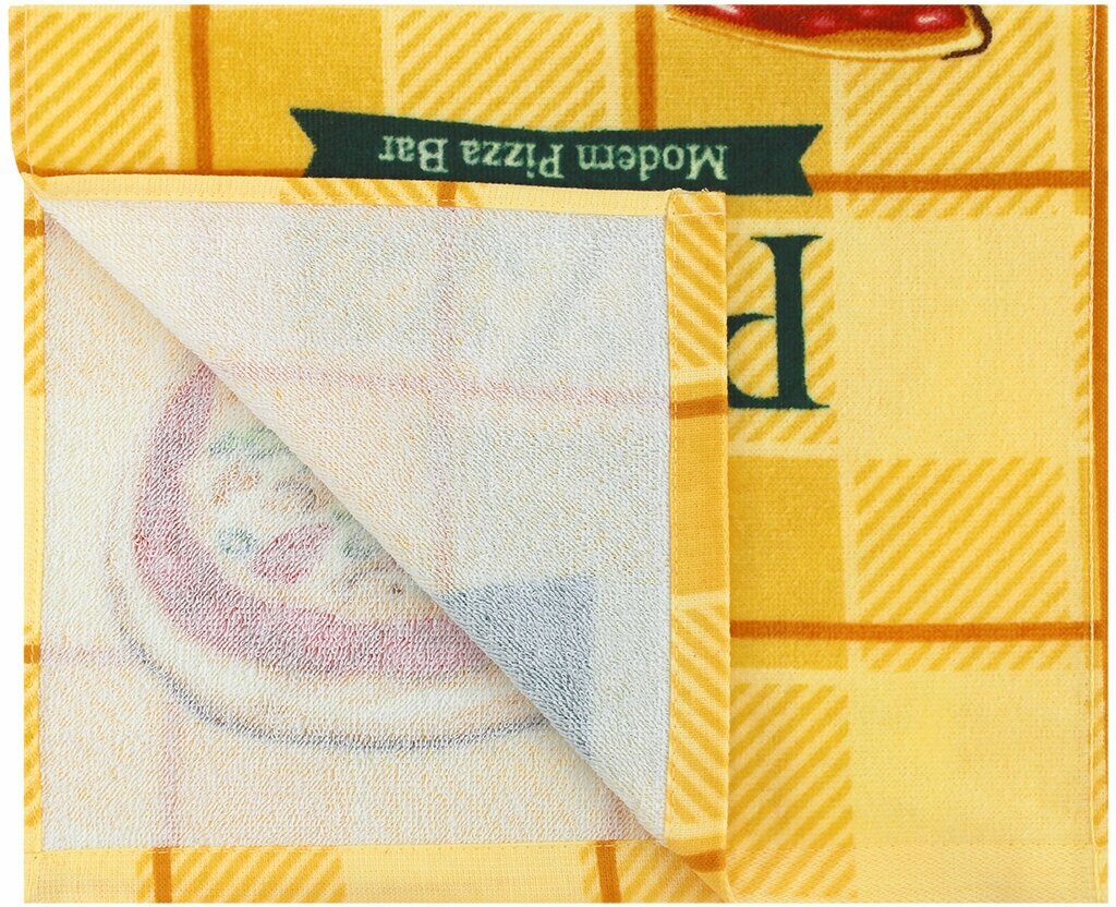 Полотенце махровое BRAVO Кухня Пицца м1193_06 S 30х50см желтый - фото №2