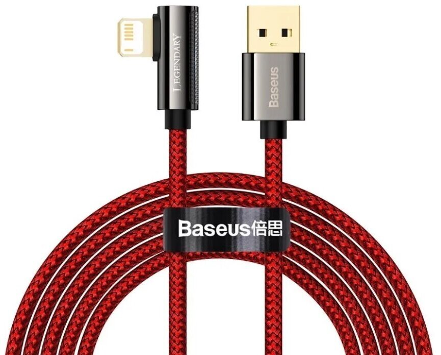 Кабель для игр Baseus Legend Series Elbow Fast Charging Data Cable, USB to Lightning, 2.4A, 2m, Красный