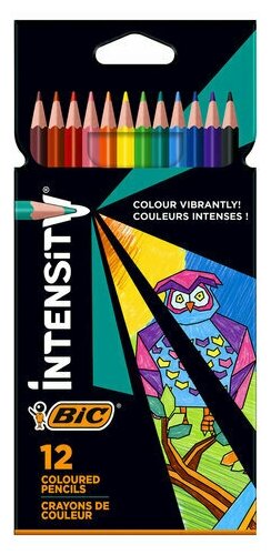 Карандаши цветные BIC "Intensity" 12 цветов трехгранные пластиковые европодвес, 2 шт